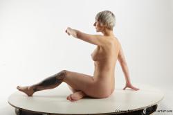 Nude Woman White Sitting poses - ALL Slim short blond Sitting poses - simple Pinup